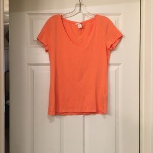 Peach Basic V-Neck Tee